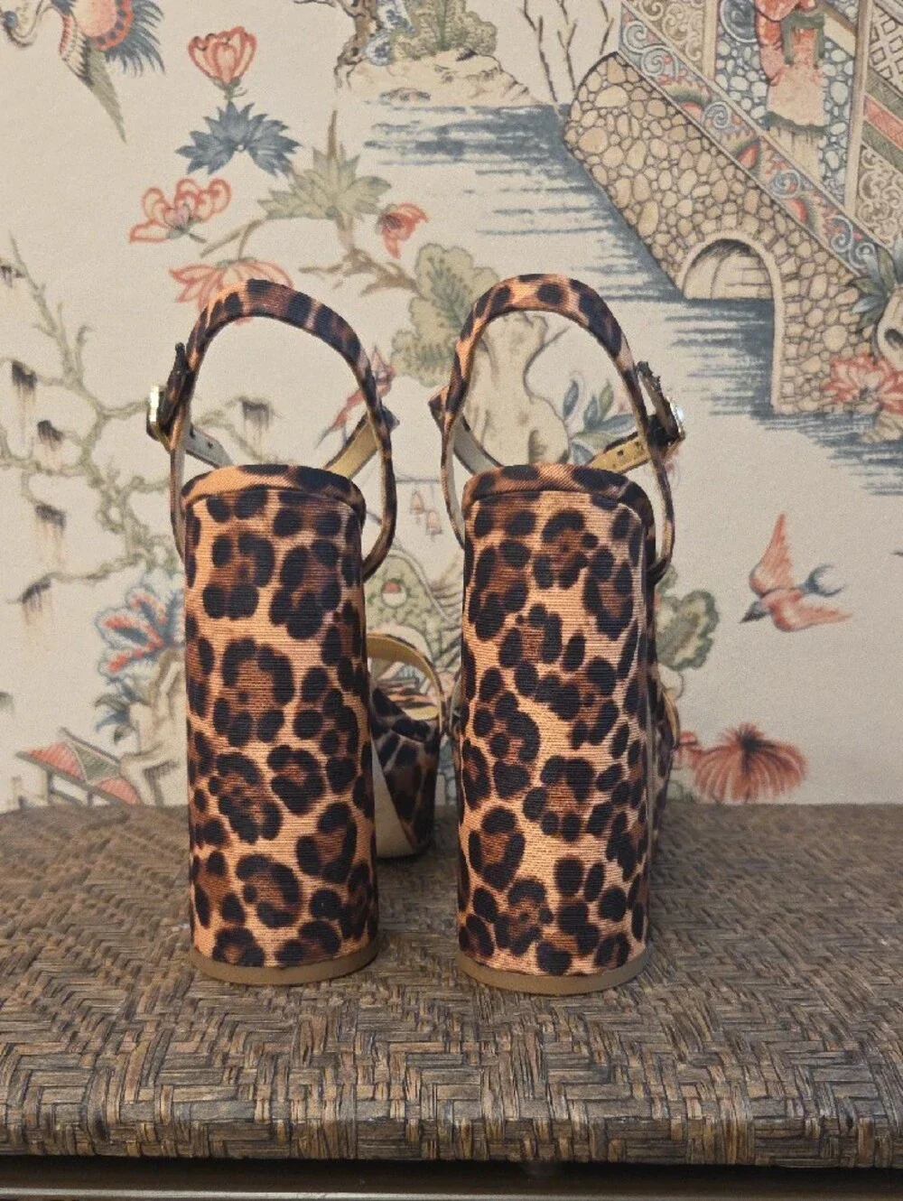 ANTONIO MELANI Leopard-Print Platform Ankle-Strap Heels - Brown/Black